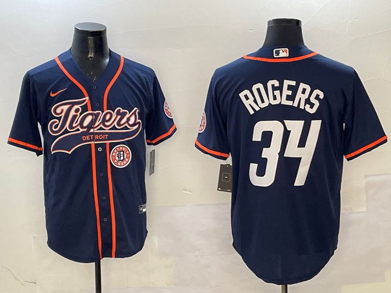 Men Detroit Tigers #34 Rogers Drak Blue Joint Name Game 2025 Nike MLB Jersey style 5